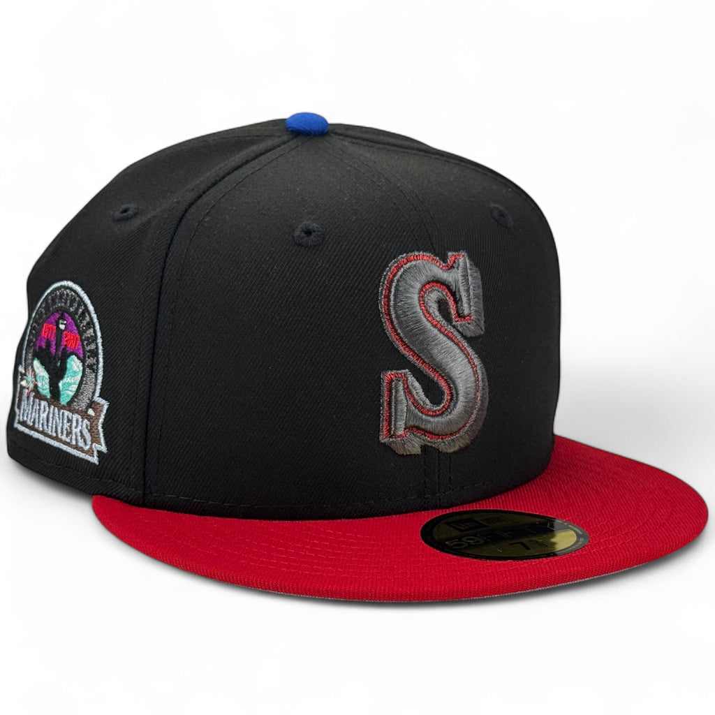 Seattle Mariners 🚨 STRANGER SEATTLE 🚨 "Cinema & Chill Pack" New Era 59Fifty Fitted Hat - Black / Red