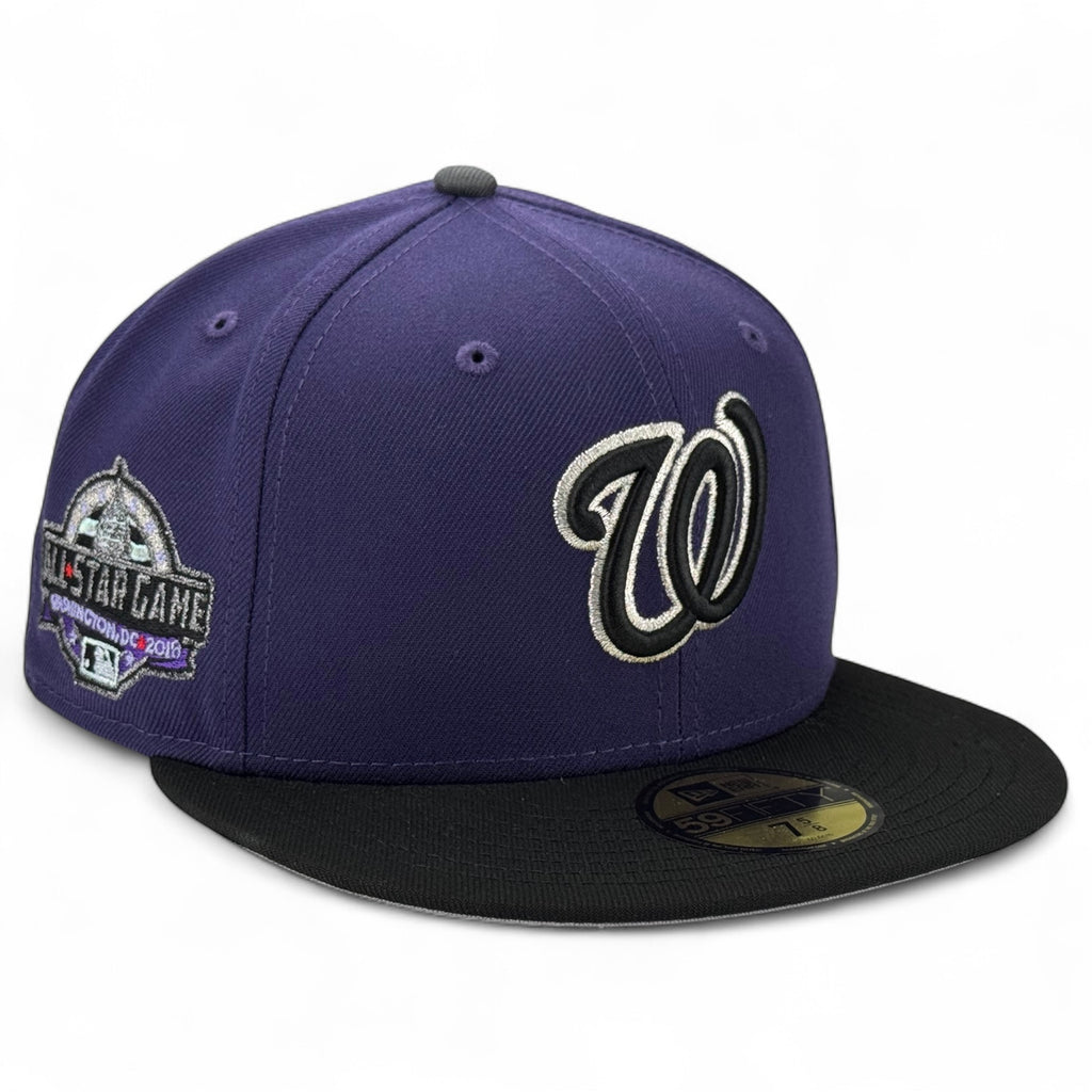 Washington Nationals ☂️ WEDNESDAY 😈"Cinema & Chill Pack" New Era 59Fifty Fitted Hat - Purple / Black