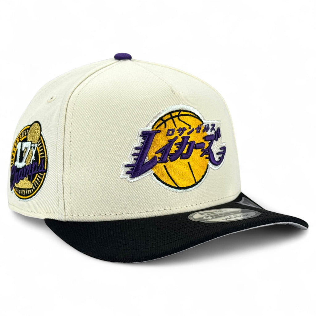Los Angeles Lakers Katakana New Era 9FIFTY A-Frame Snapback - Chrome White / Black