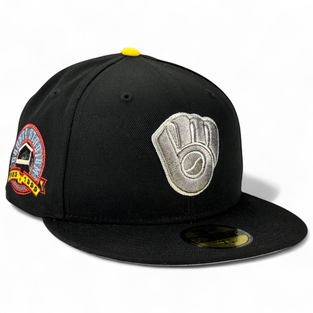 Milwaukee Brewers ✋🏼TALK TO MEELWAUKEE ✋🏼 New Era 59Fifty Fitted Hat - Black