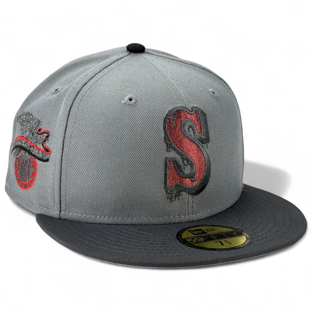Seattle Mariners 🖤🩸SINISTER 🩸🖤 🏔️ RUSHMORE HALLOWEEN 🏔️ New Era 59Fifty Fitted Hat - Grey / Graphite