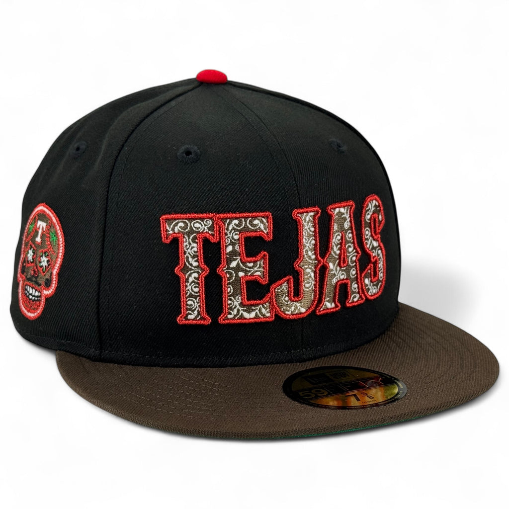 Texas Rangers 💀 RECUÉRDAME 💀 New Era 59Fifty Fitted Hat - Black / Walnut