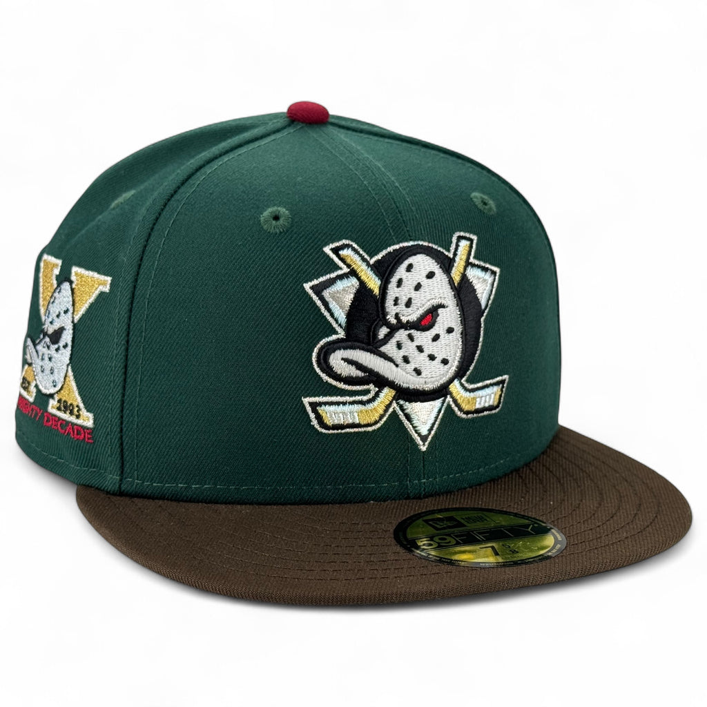Anaheim Ducks 🏒🦆 CASEY DUCKS 🦆🏒 New Era 59Fifty Fitted Hat - Dark Green / Walnut