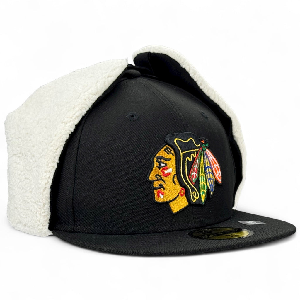 Chicago Blackhawks Official Team Color Dog Ear 59FIFTY Fitted Hat - Black