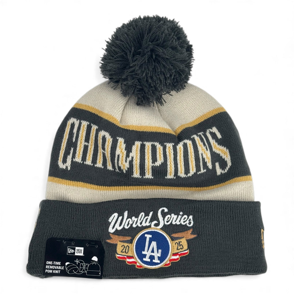 Los Angeles Dodgers New Era 2025 World Series Champions Locker Room Pom Knit Beanie
