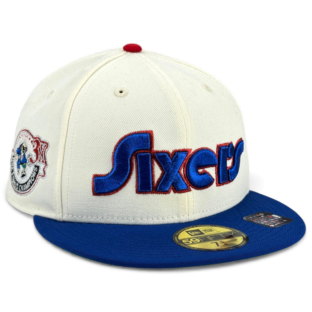 Philadelphia 76ers 🔔 THE FRANCHISE 🔔 New Era 59Fifty Fitted Hat - Chrome White / Royal