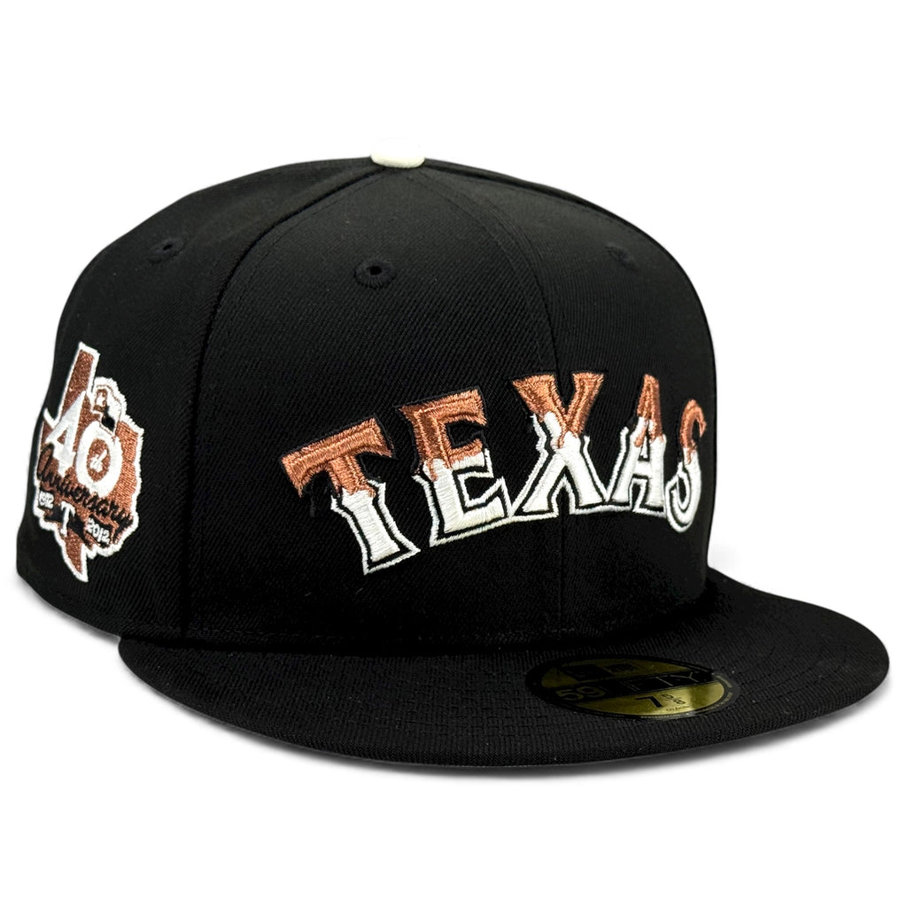 Texas Rangers 🥃 TEXAS WHISKEY 🥃 New Era 59Fifty Fitted Hat - Black