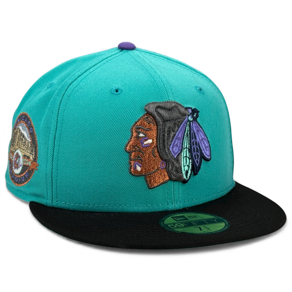 Chicago Blackhawks 🌹 LOST 30 Hawks 🌹 New Era 59Fifty Fitted Hat - Teal / Black