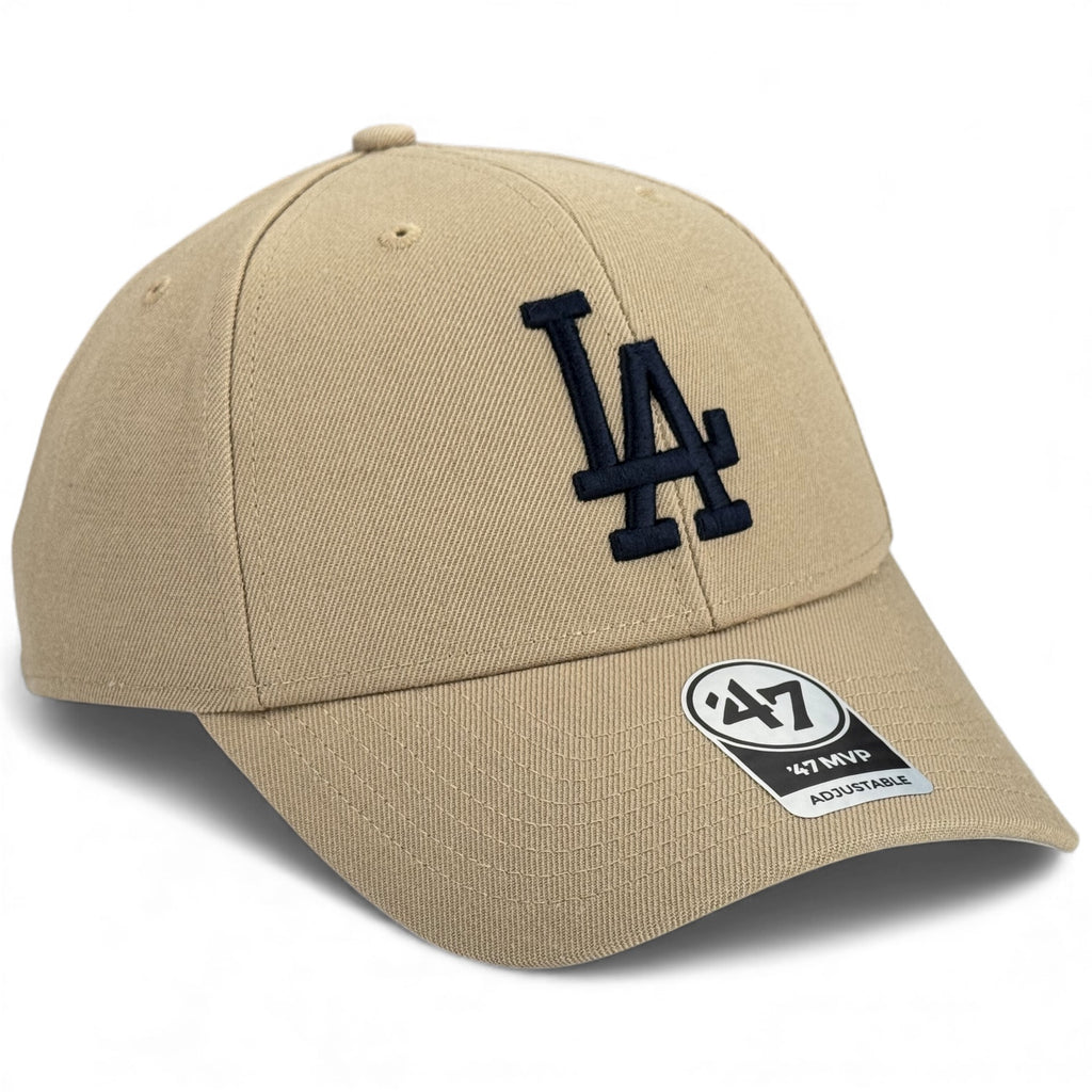 Los Angeles Dodgers 47 Brand MVP Cap - Black on Khaki