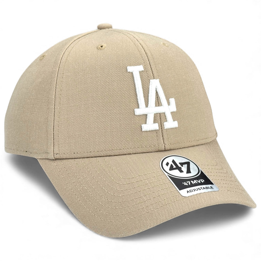 Los Angeles Dodgers 47 Brand MVP Cap - White on Khaki