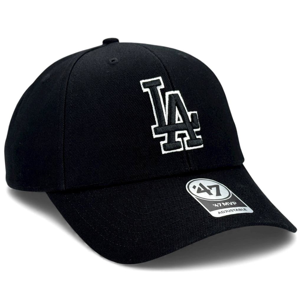 Los Angeles Dodgers 47 Brand MVP Cap - White Outline on Black