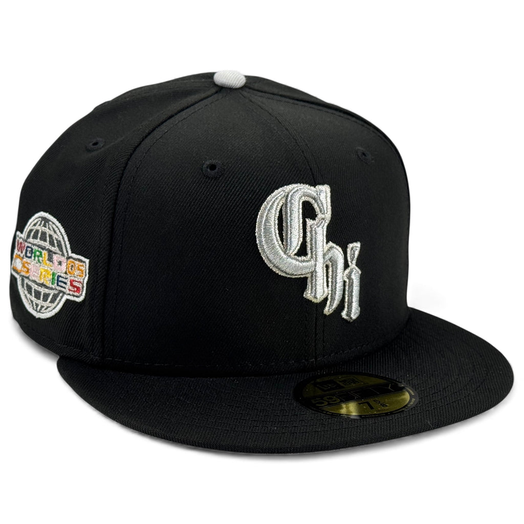 Chicago White Sox 🤍CHROME 🖤 New Era 59Fifty Fitted Hat - Black