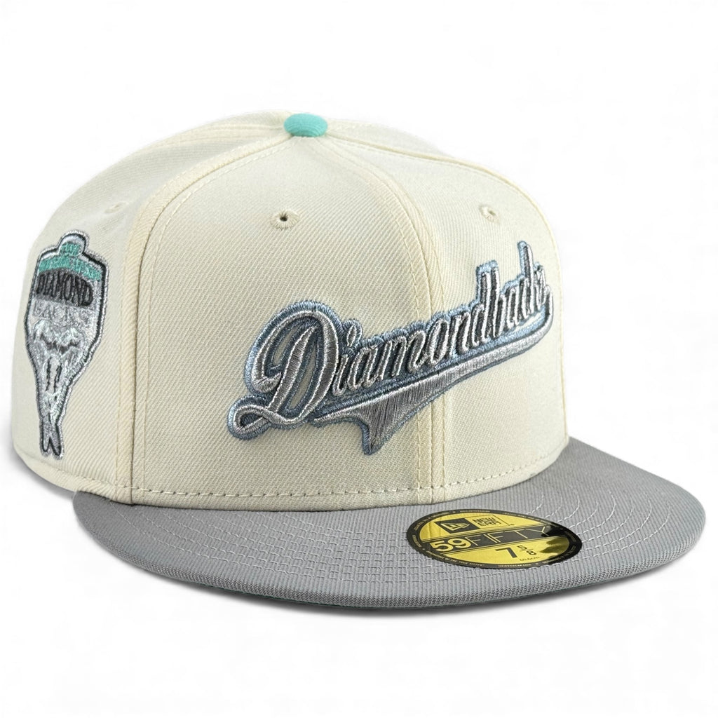 Arizona Diamondbacks 💎 DIAMONDBACKS DANCING 💎 New Era 59Fifty Fitted Hat - Chrome White / Grey