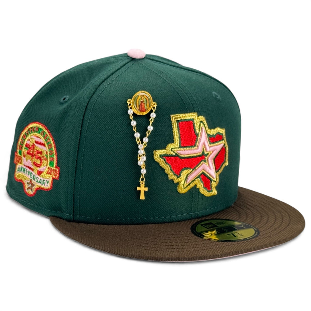 Houston Astros 🙏🏼🌹 LA VIRGENCITA 🌹🙏🏼 New Era 59Fifty Fitted Hat - Dark Green / Walnut