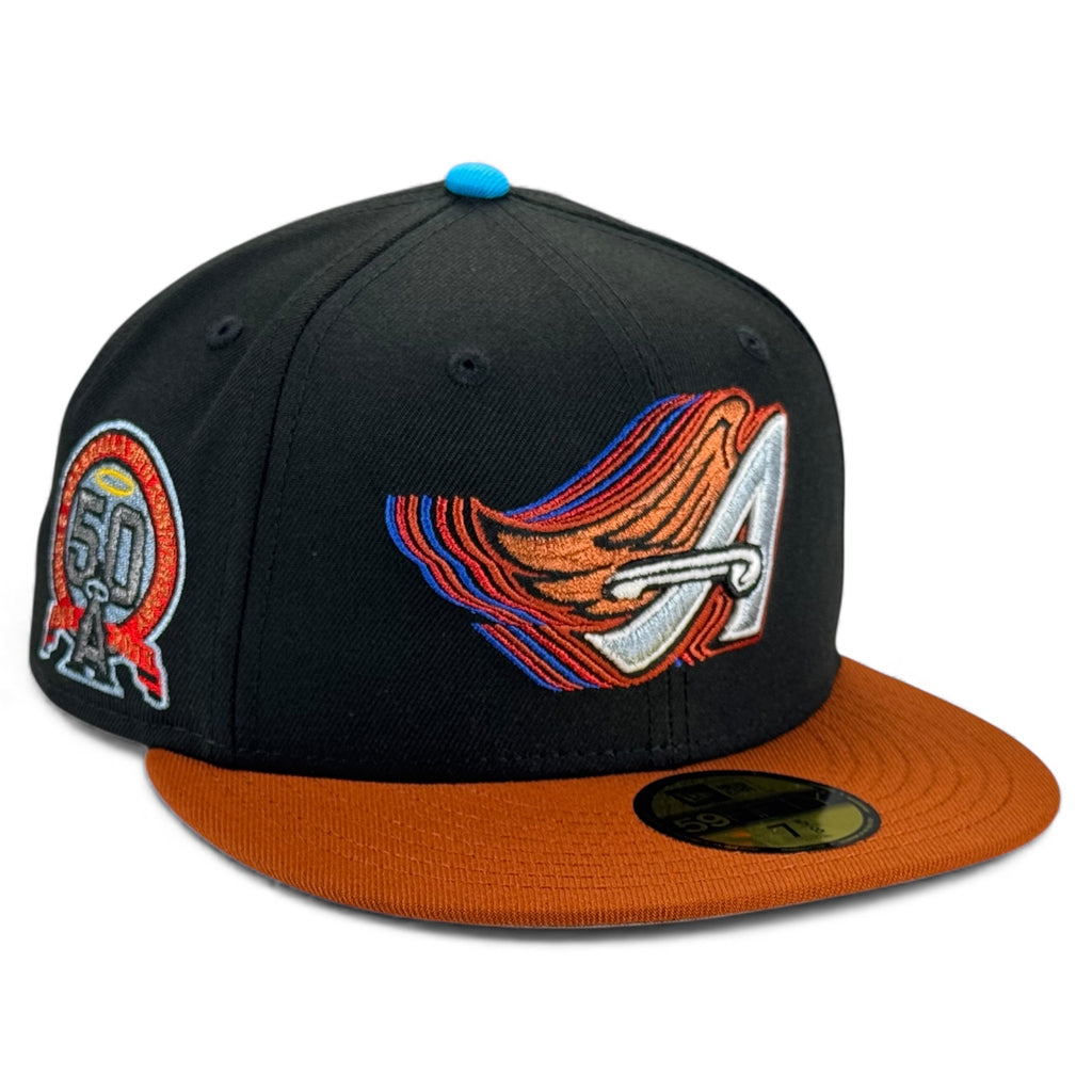 Anaheim Angels   🐾🪽CHARLIE B BARKIN 🪽🐾 New Era 59Fifty Fitted Hat - Black / Burnt Orange