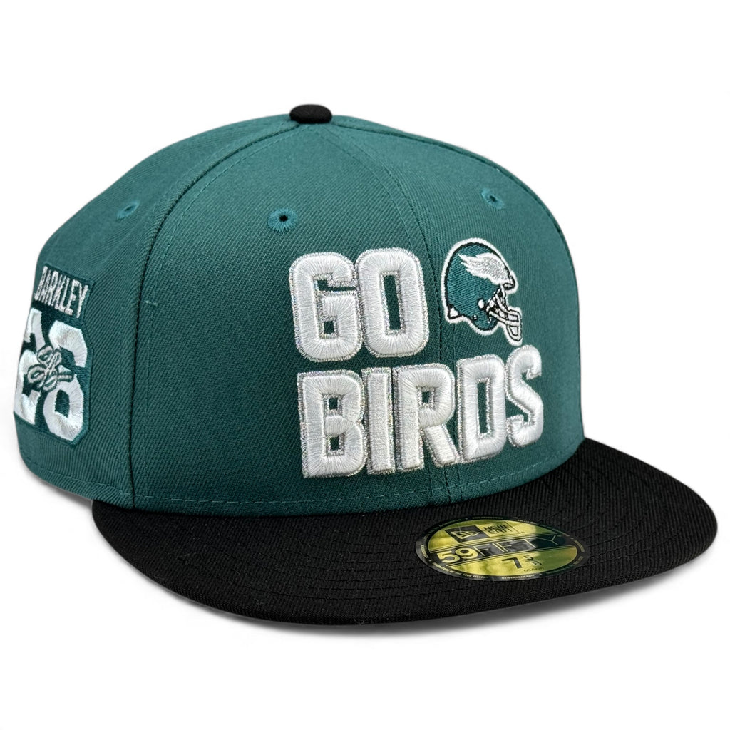 Philadelphia Eagles 🦅THE HELMET SLAP🦅 New Era 59Fifty Fitted Hat - Pine Needle / Black