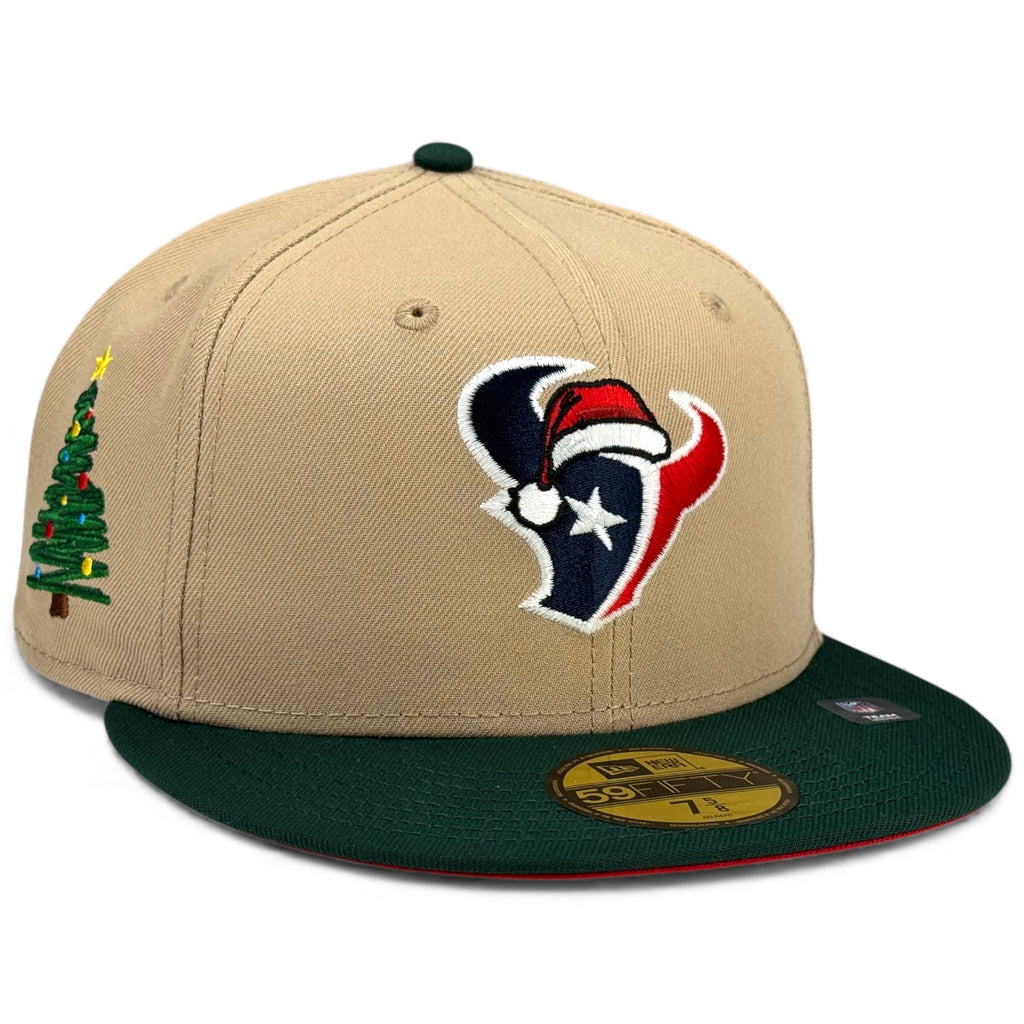 Houston Texans 🎅🏻🐂 TORO CLAUS 🐂🎅🏻 New Era 59Fifty Fitted Hat - Camel / Dark Green