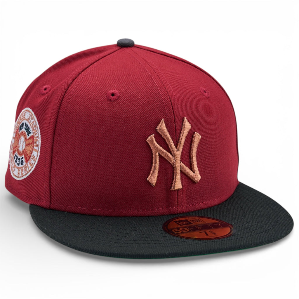 New York Yankees 🥩 LUGER 🥩 New Era 59Fifty Fitted Hat - Brick Red / Black