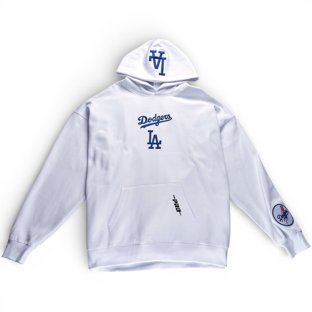 Los Angeles Dodgers Wingspan Drop Shoulder Fleece Pullover Hoodie Sweater - White