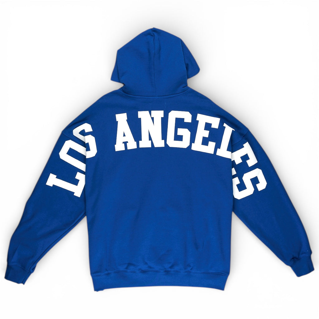 Los Angeles Dodgers Wingspan Drop Shoulder Fleece Pullover Hoodie Sweater - Royal Blue