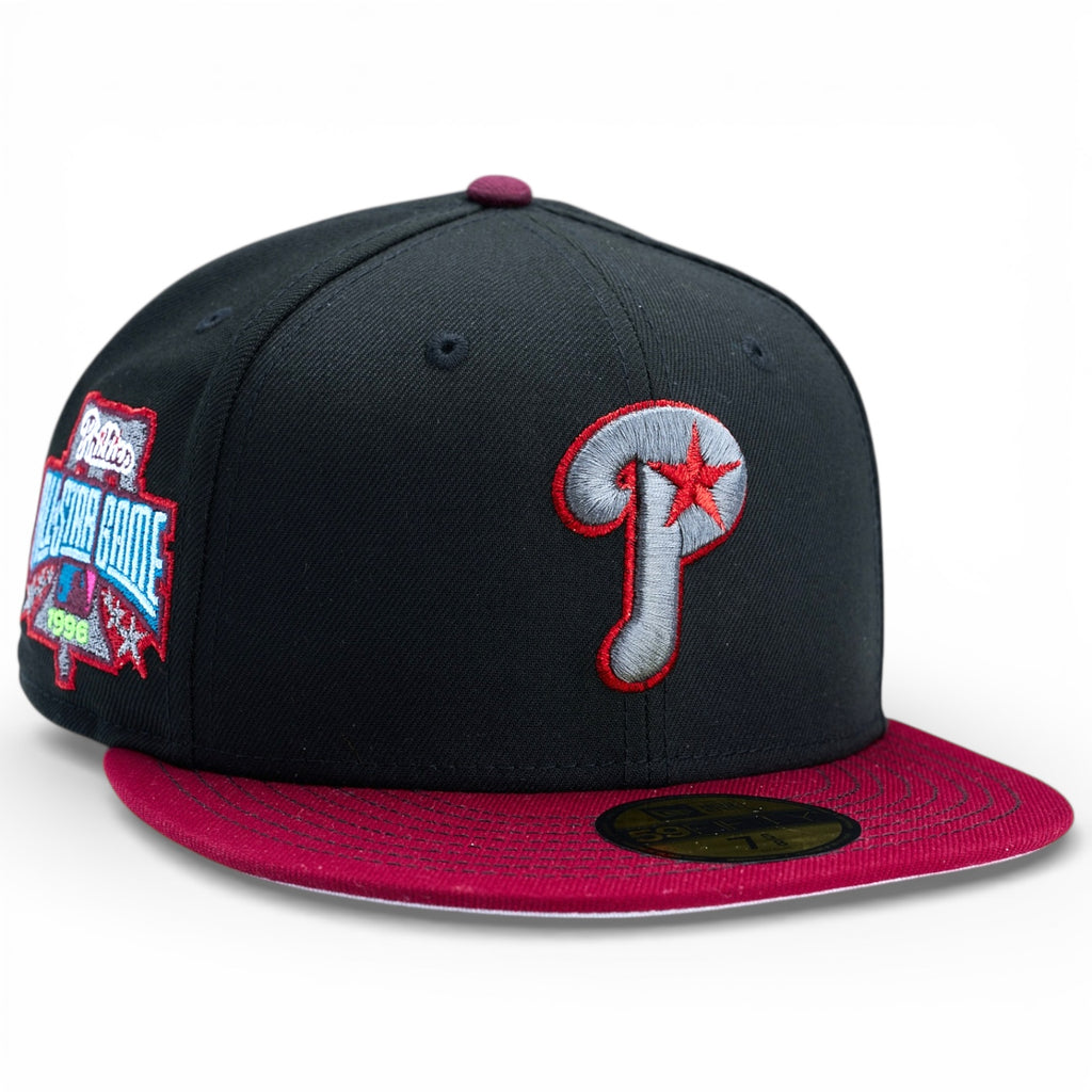 Philadelphia Phillies🚀 PETER Q 🚀  "CINEMA & CHILL 2.0" New Era 59Fifty Fitted Hat - Black / Brick Red
