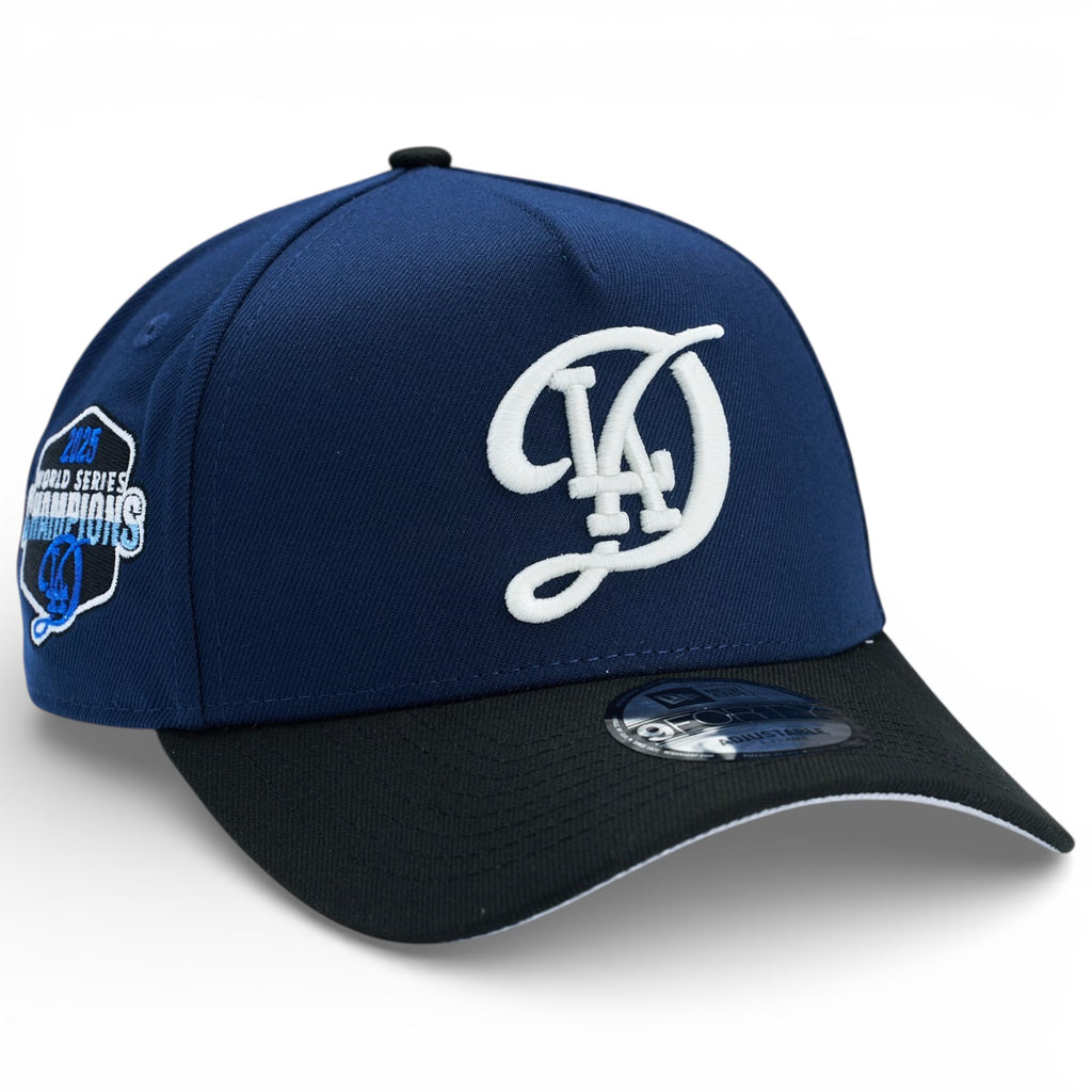 Los Angeles Dodgers 🍾 BACK 2 BACK PACK 🍾 (City Connect) New Era 9Forty A-Frame Snapback Hat - Navy / Black