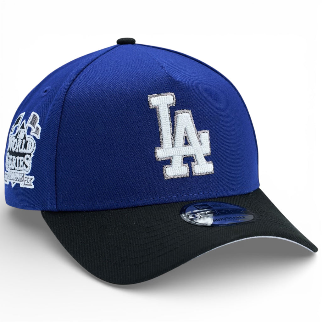 Los Angeles Dodgers 🍾 BACK 2 BACK PACK 🍾 (Double Banner) New Era 9Forty A-Frame Snapback Hat - Dark Royal  / Black