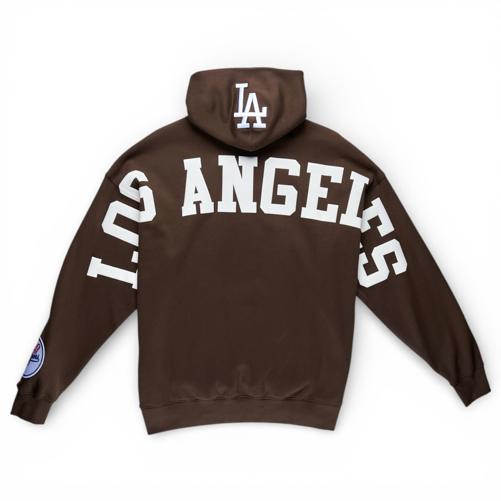 Los Angeles Dodgers Wingspan Drop Shoulder Fleece Pullover Hoodie Sweater - Brown