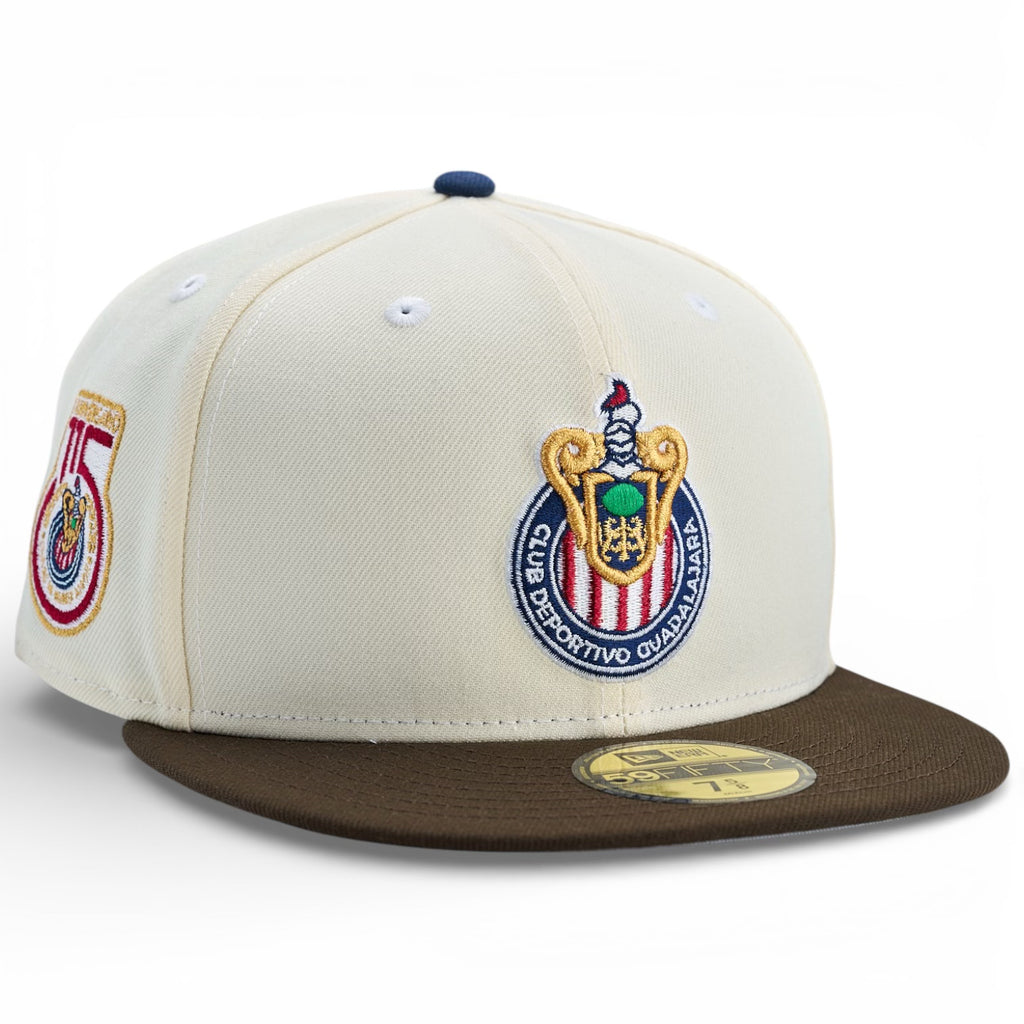 Club Deportivo Guadalajara Chivas (Liga MX) New Era 59Fifty Fitted Hat - Chrome White / Walnut