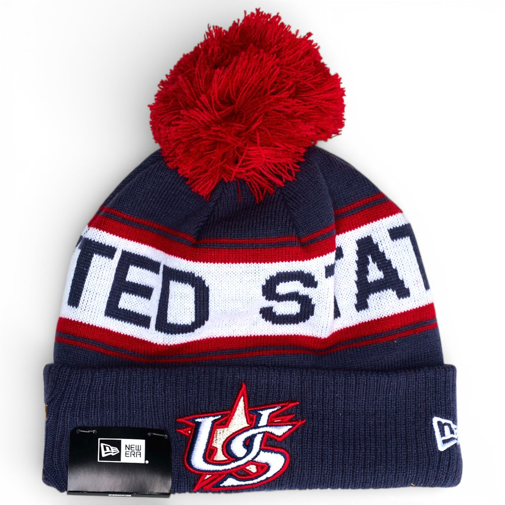 United States 2026 WBC On Field New Era Pom Knit Beanie