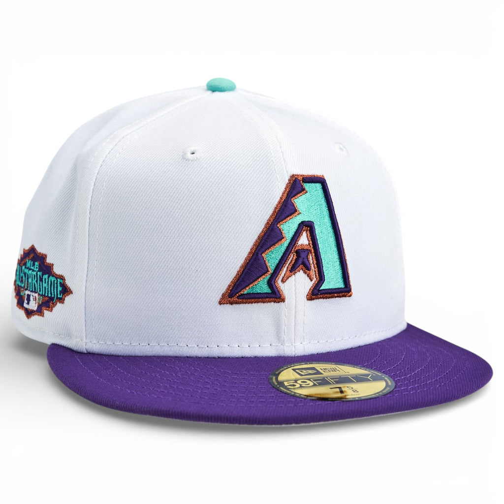 Arizona Diamondbacks 👟 LACED & CROWNED PACK 🧢 [GRAPE 5] New Era 59Fifty Fitted Hat - Optic White / Purple