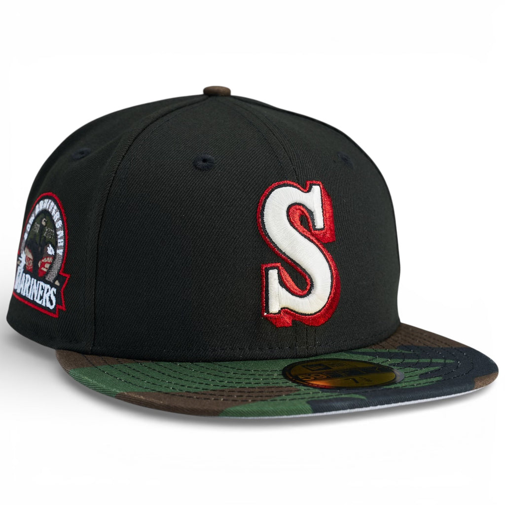 Seattle Mariners 🟥 SS26 🟥 New Era 59Fifty Fitted Hat - Black / Woodland Camo