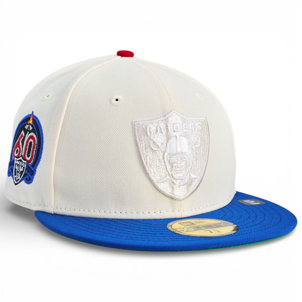 Las Vegas Raiders 🚾 WESTCOAST RAIDERS 🏴‍☠️ New Era 59Fifty Fitted Hat - Chrome White / Royal