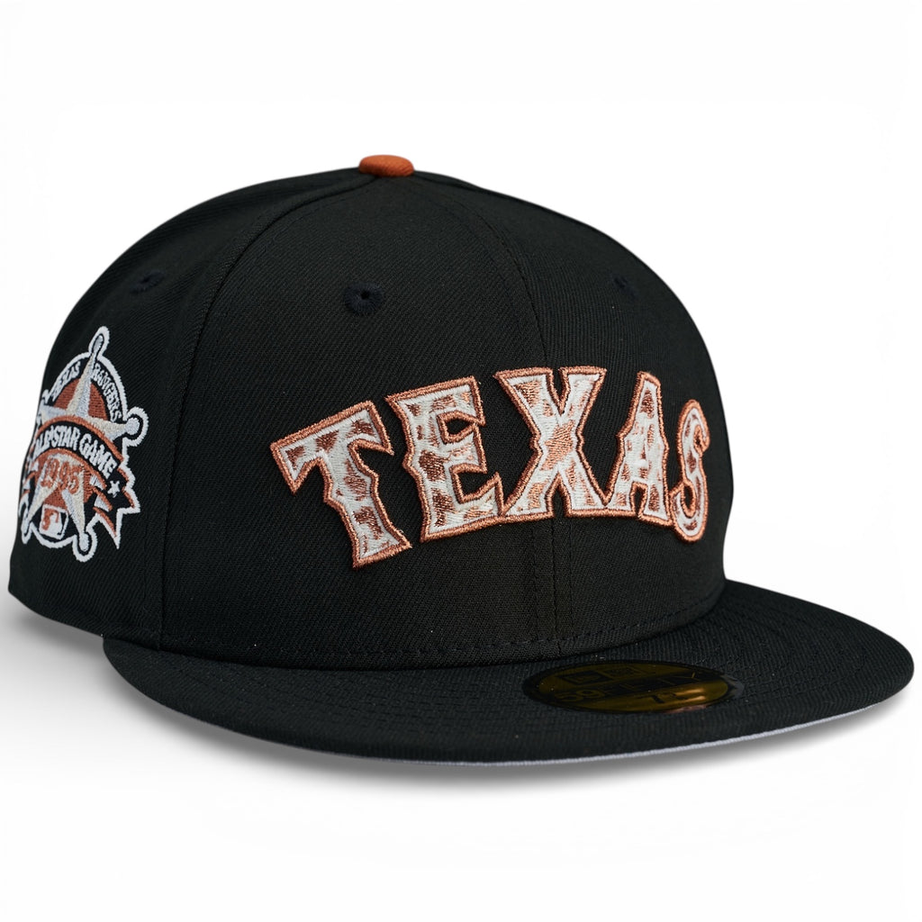 Texas Rangers 🟠🐂 BEVO 🐂🟠  New Era 59Fifty Fitted Hat - Black