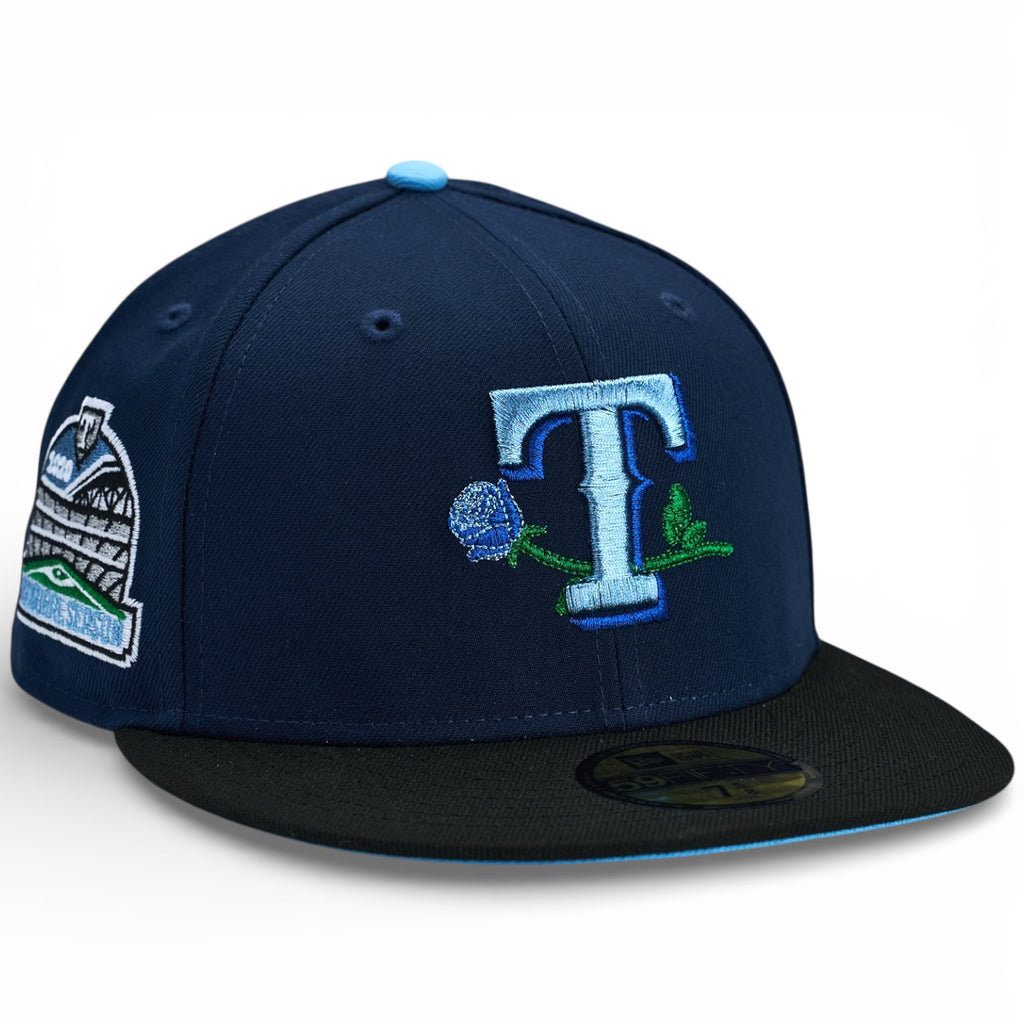 Texas Rangers 🌹 BIG X ROSES 🌹  New Era 59Fifty Fitted Hat - Navy / Black