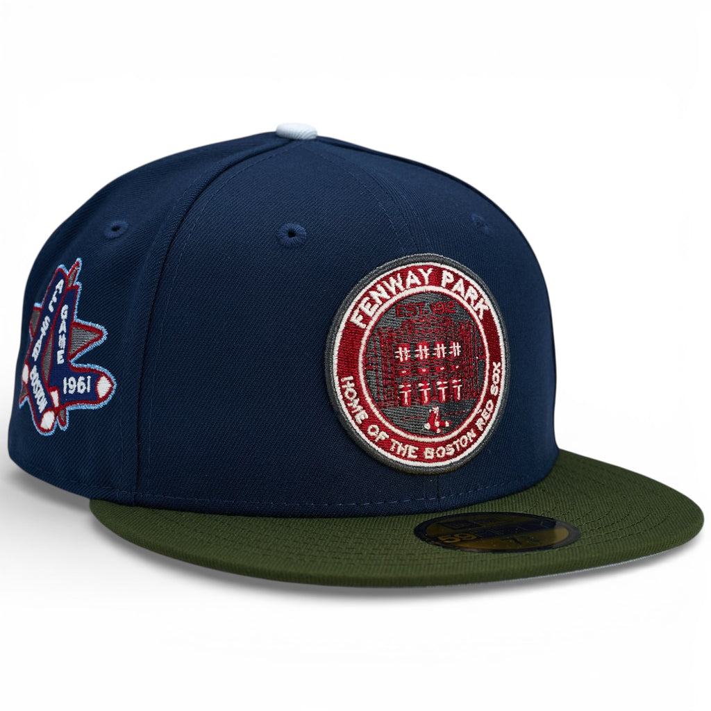 Boston Red Sox 🥷 KAKASHI 🥷 New Era 59Fifty Fitted Hat - Navy Blue / Olive Green