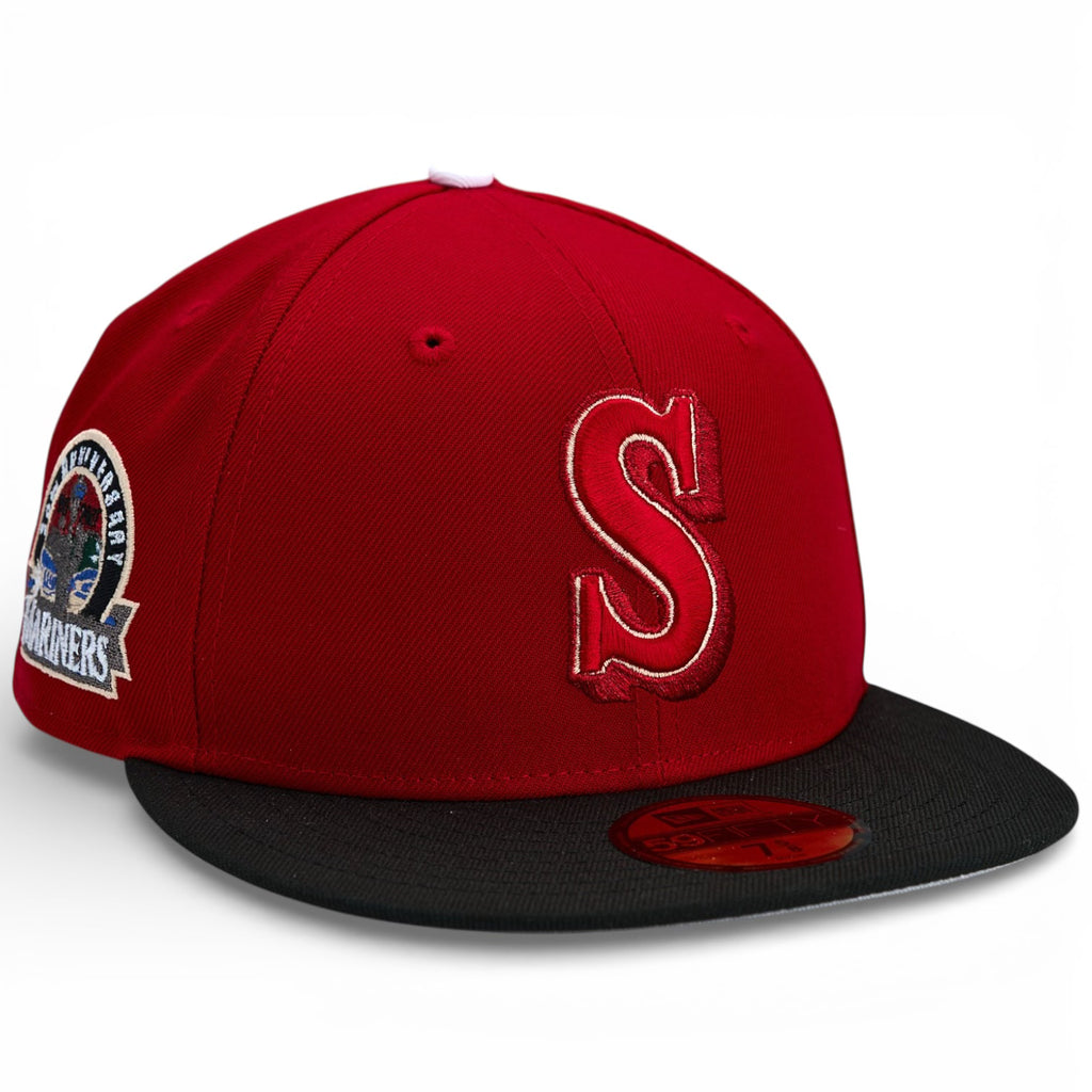 Seattle Mariners 🔥💀RED SKULL💀🔥 New Era 59Fifty Fitted Hat - Red / Black