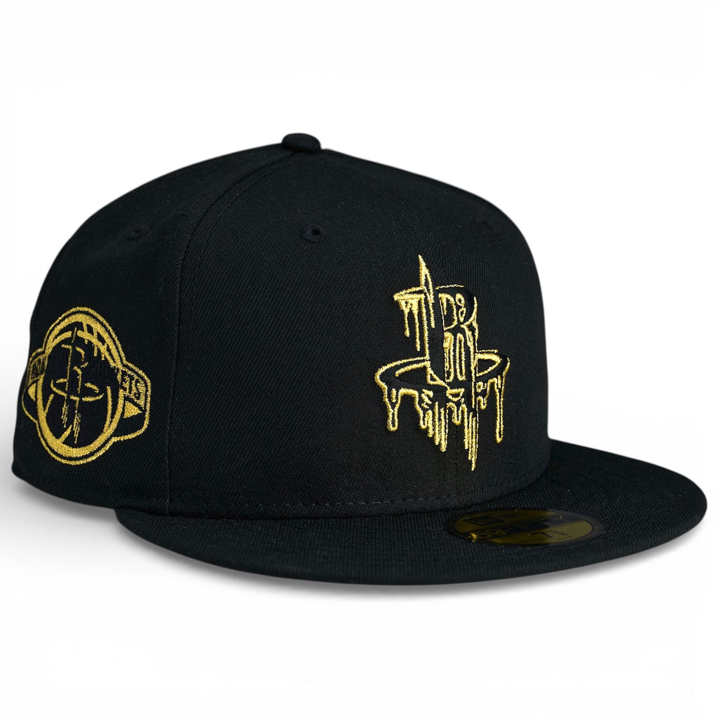 Houston Rockets 🏆 GOLD BLOODED 🏆 New Era 59Fifty Fitted Hat - Black