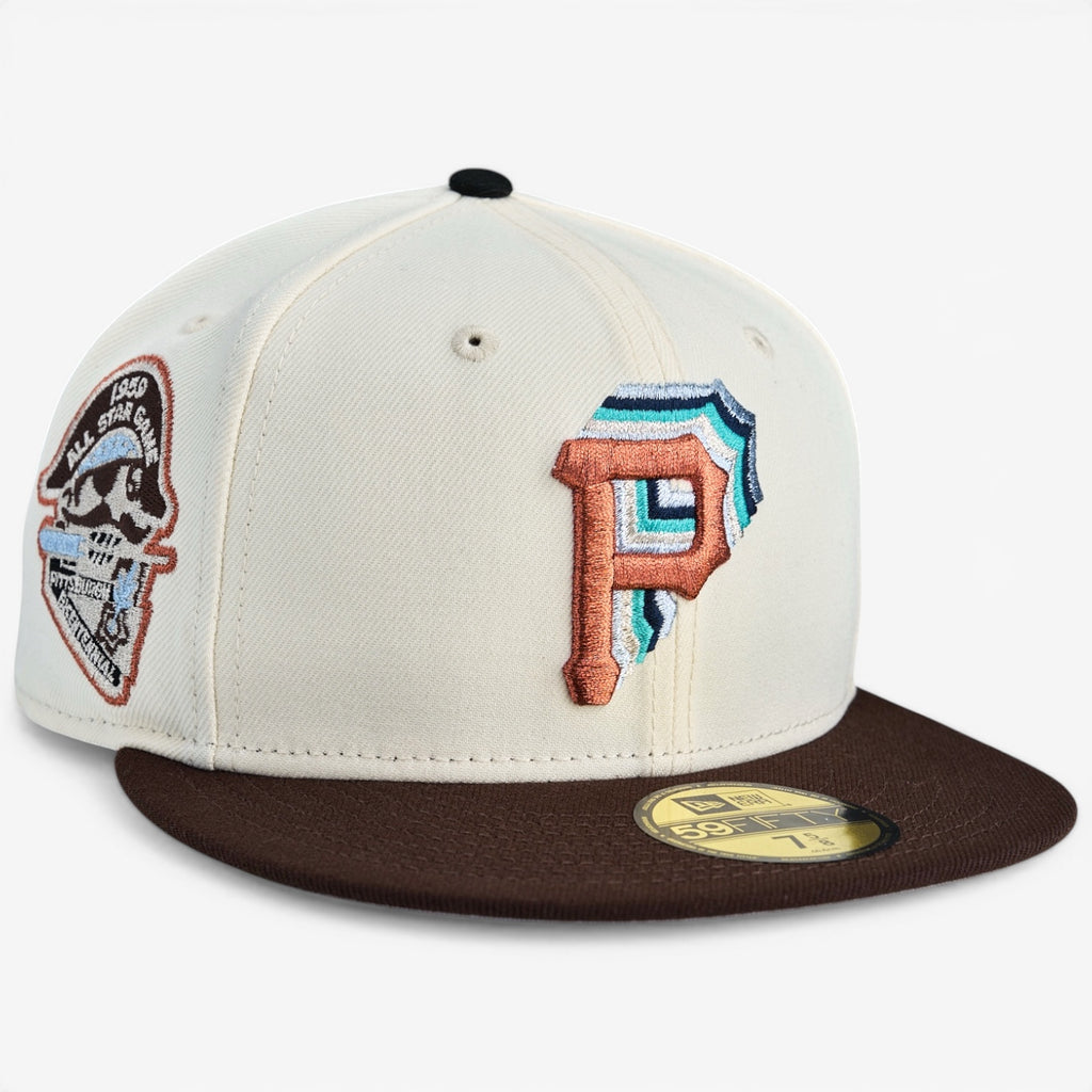 Pittsburgh Pirates 🏔️ THRILL HER PACK 🏔️ New Era 59Fifty Fitted Hat - Chrome White / Walnut
