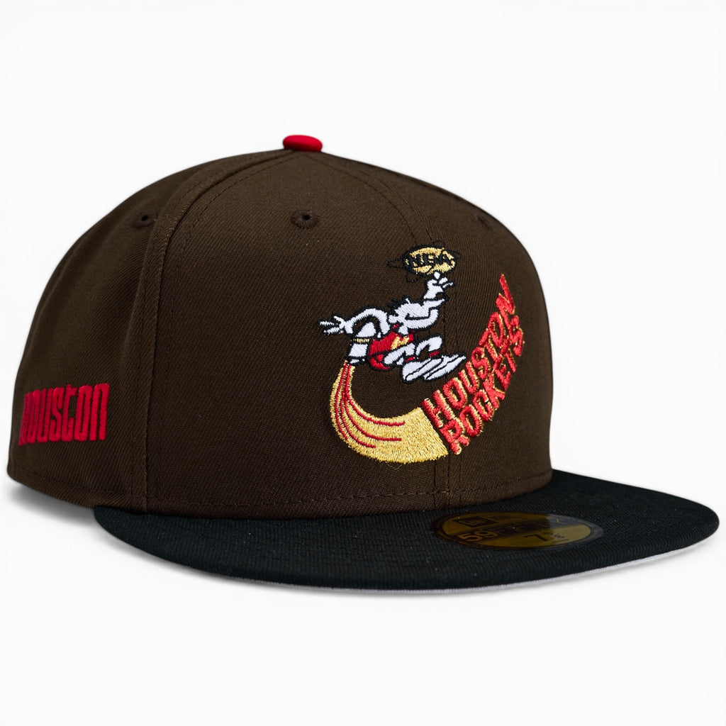 Houston Rockets 🥃🚀 JOHNNY ROCKET 🚀🥃  New Era 59Fifty Fitted Hat - Walnut / Black