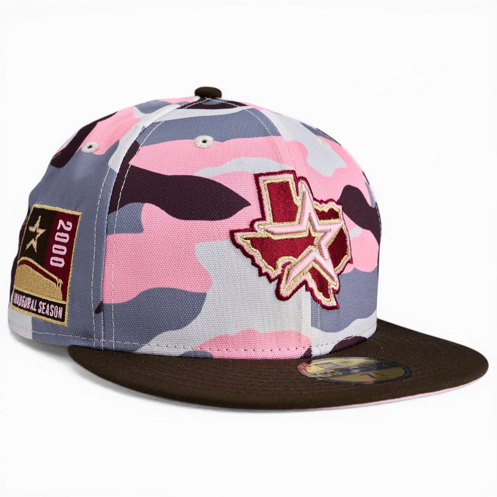 Houston Astros 💐❤️ STRAWBERRY TRUFFLE ❤️ 💐 New Era 59Fifty Fitted Hat - Pink Camo / Walnut