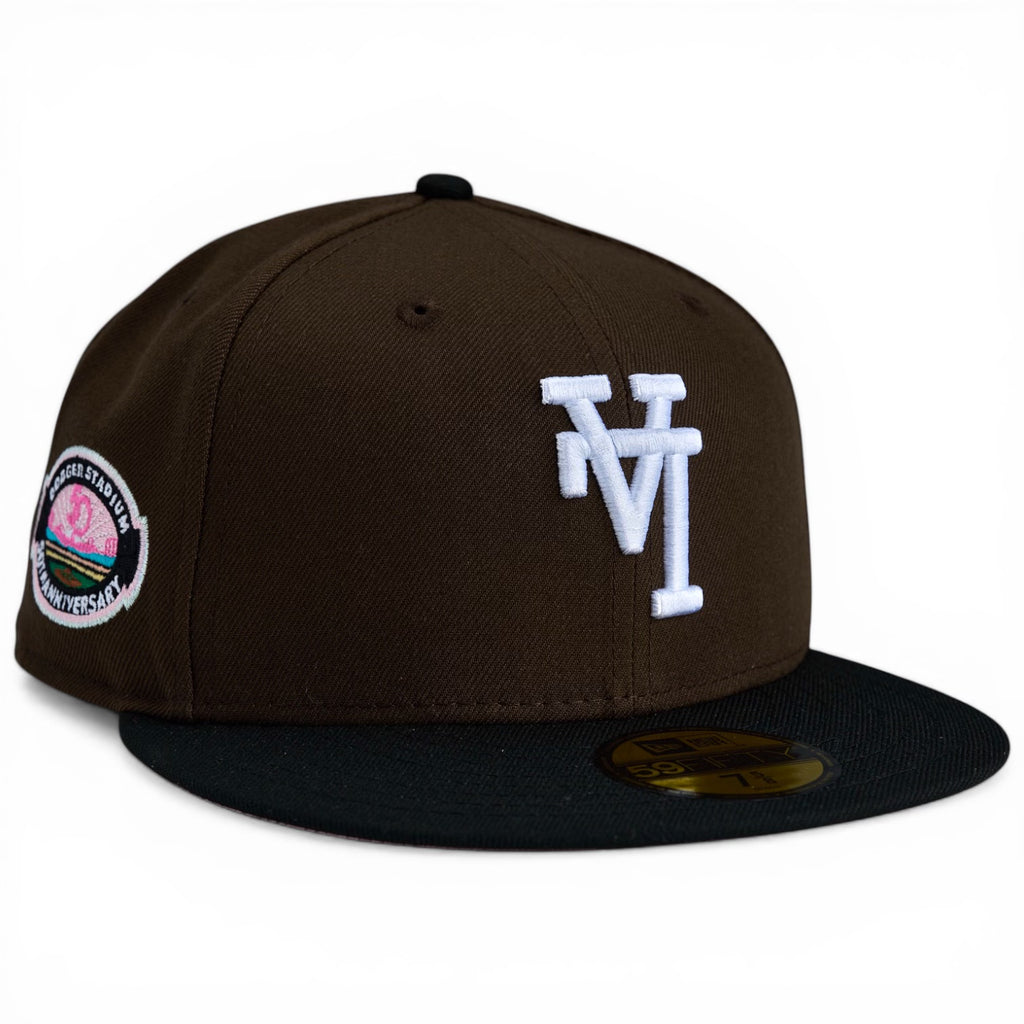 Los Angeles Dodgers 50th Stadium Anniversary 🙃 FLIPPED LA 🙃 New Era 59Fifty Fitted Hat - Walnut / Black