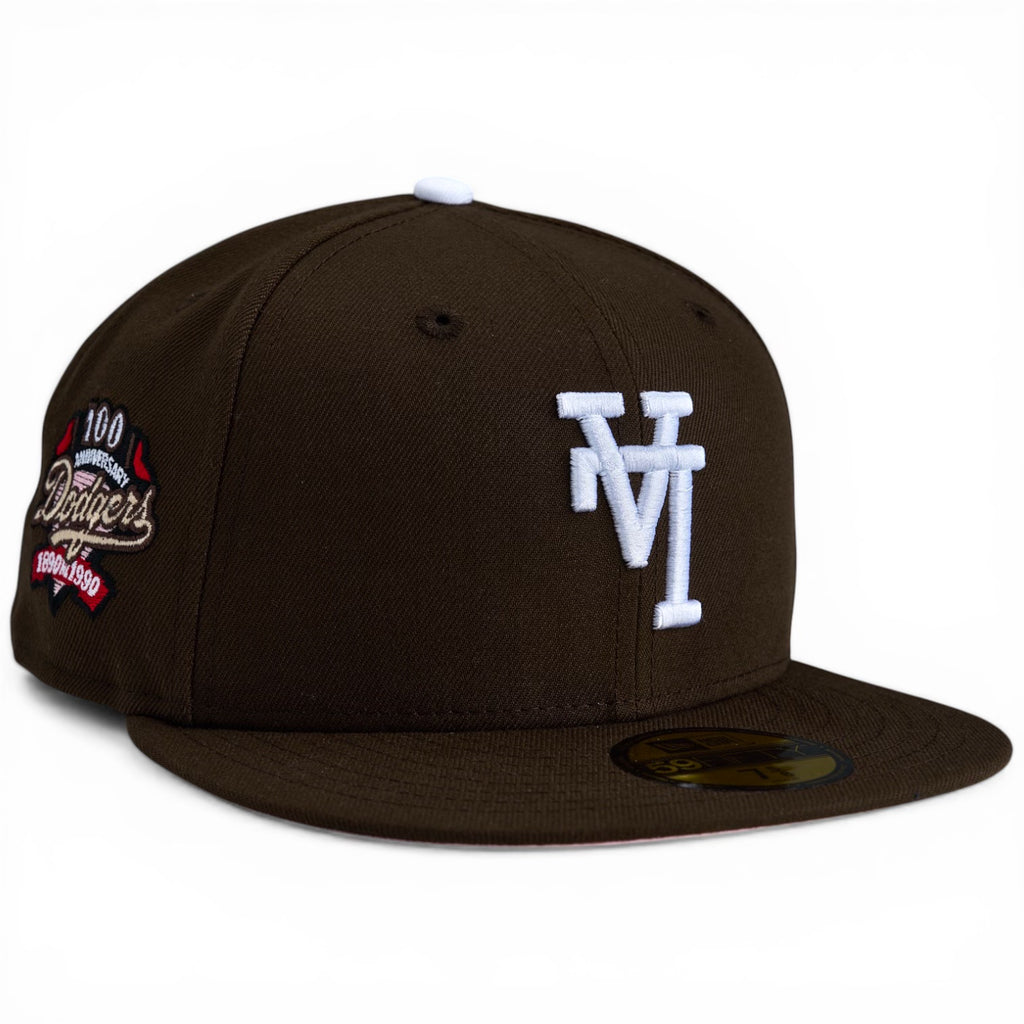 Los Angeles Dodgers 100th anniversary 🙃 FLIPPED LA 🙃 New Era 59Fifty Fitted Hat - Walnut