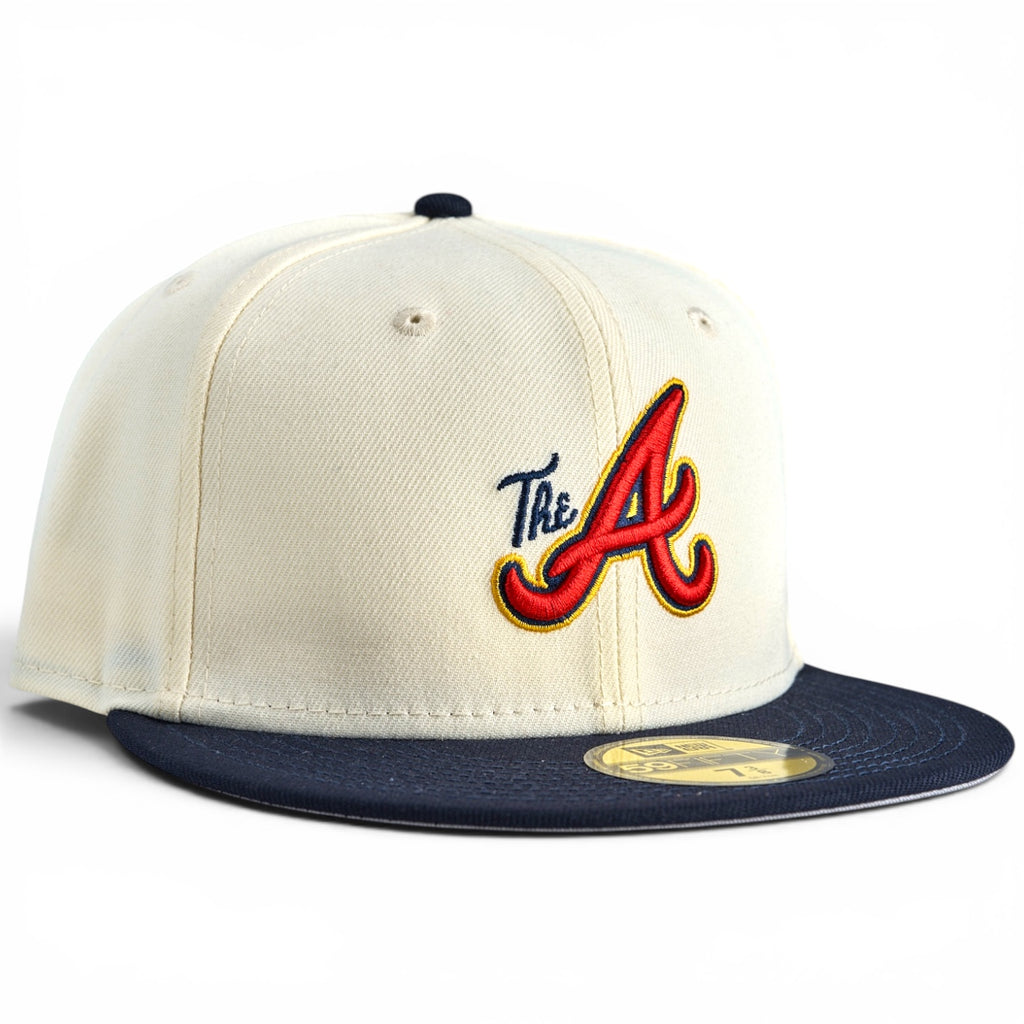 Atlanta Braves Retro City New Era Cooperstown Collection 59FIFTY Fitted - Chrome white / Navy
