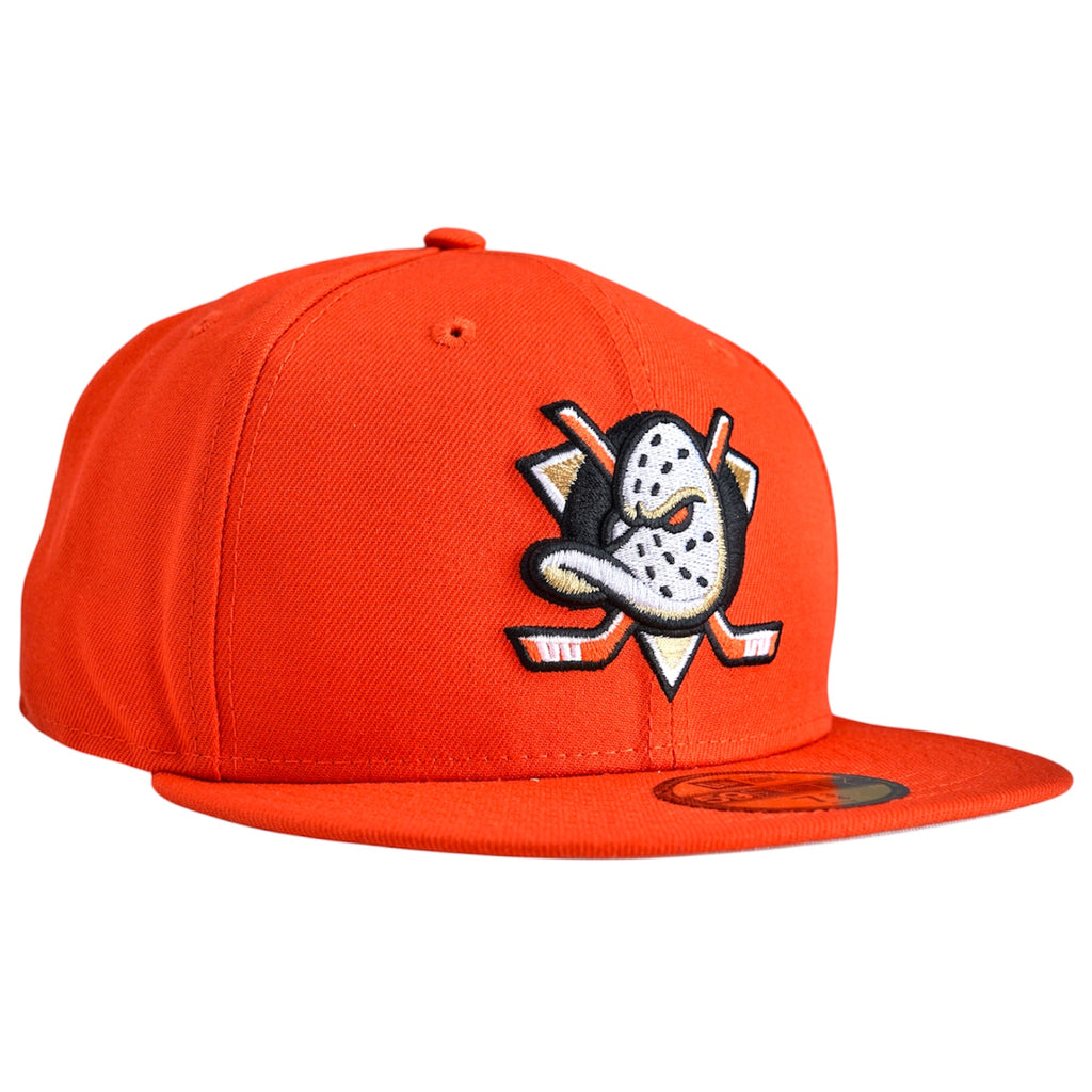 Anaheim Ducks Rear Wordmark New Era 59Fifty Fitted Hat - Orange