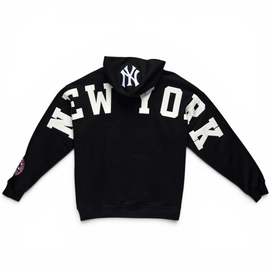 New York Yankees Wingspan Drop Shoulder Fleece Pullover Hoodie Sweater - Black