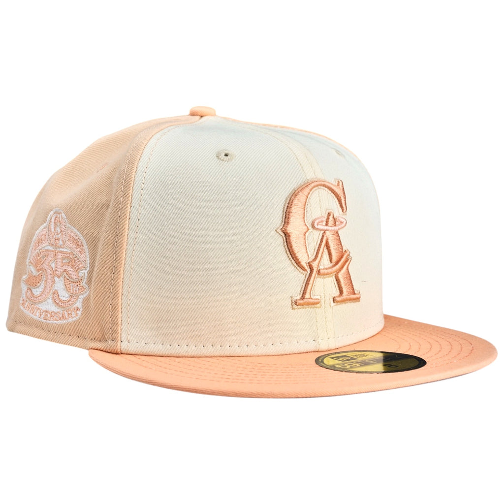 California Angels 35th Anniversary Side Patch New Era 59Fifty Fitted Hat - Chrome White / Pink