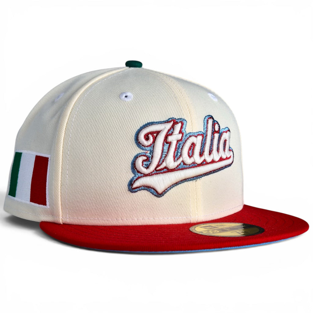 Italia 🍧 WATER ICE 🍧 New Era 59Fifty Fitted Hat - Chrome White / Red