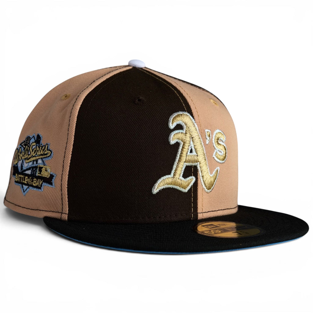 Oakland Athletic’s 🥇⛸️ ICE QUEEN  ⛸️🥇  New Era 59Fifty Fitted Hat - Candy Pecan & Walnut Pinwheel / Black