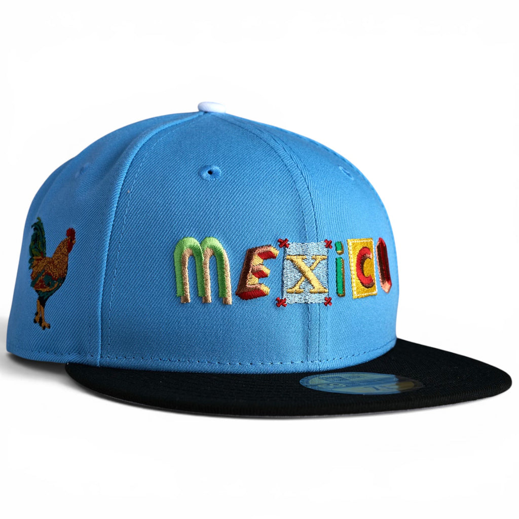 Mexico 🇲🇽🃏 LOTERIA 🃏🇲🇽 New Era 59Fifty Fitted Hat - Sky Blue / Black